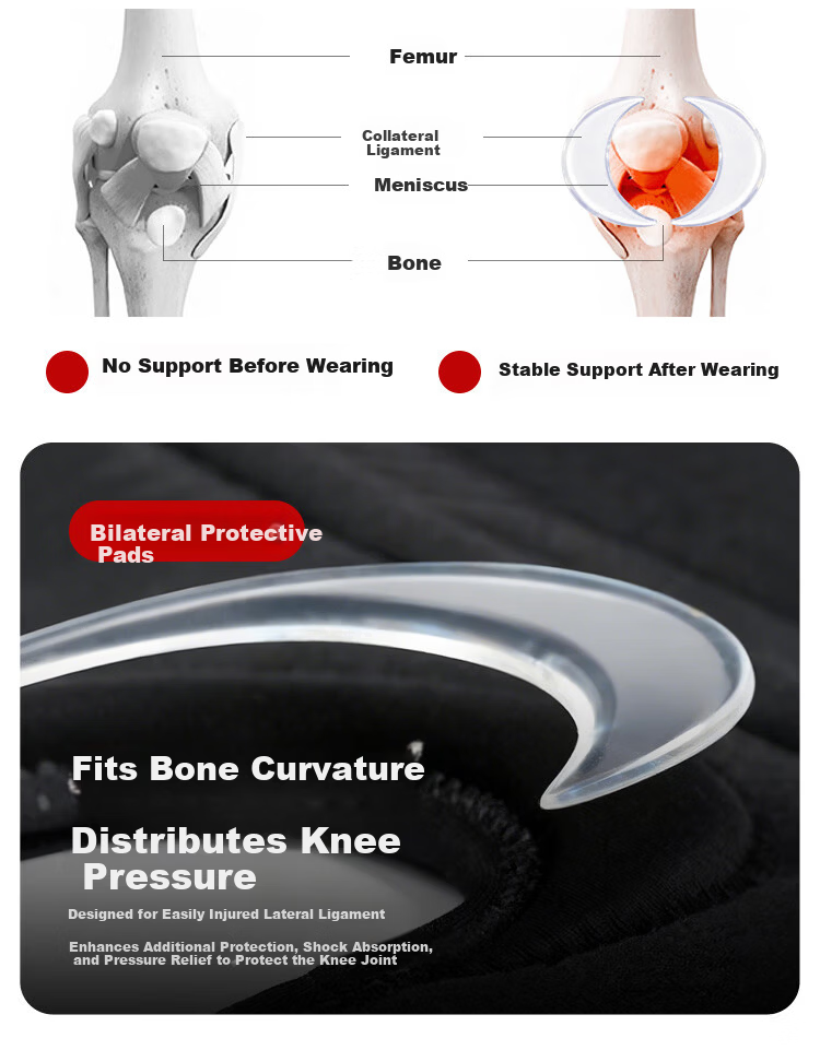 GALVARAN Meniscus Injury Knee Brace Warm Joint Support Sleeve Patella Strap Protective Gear for Fitness Hiking Sports Unisex 8