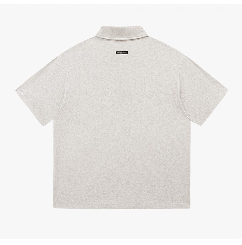 Charles Peach Heart Fresh Collar Cute Embroidered Couple Pure Cotton Short Sleeve Polo Shirt Unisex Casual Light Heather Gray XL 7