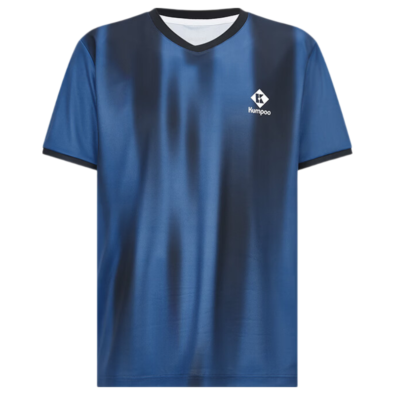 KUMPOO 26th Anniversary New Men's Badminton Shirt Short Sleeve Fashion Loose Breathable K261M-1154 Dark Blue M