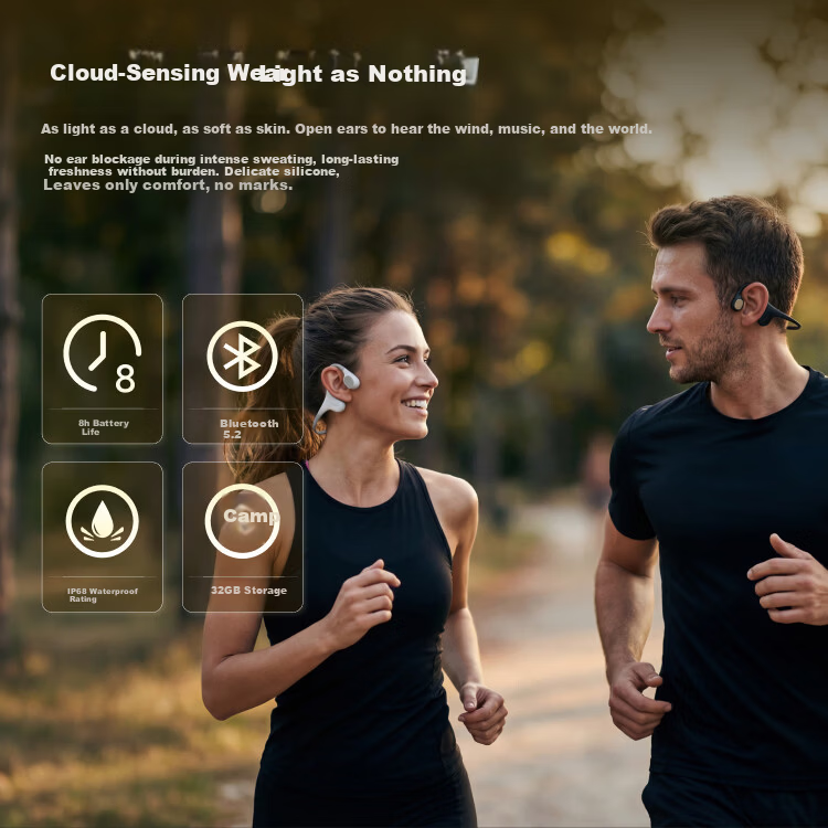 DREAME LIFE Bone Conduction Bluetooth Earphones Wireless Swimming Running Sports Over-Ear High-Quality Sweatproof Long Battery Life Smart Device 5