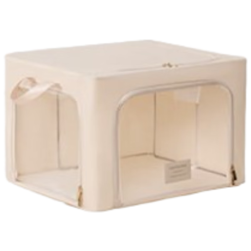 EACHY Storage Box Cotton Clothes Quilt Pure Cotton Fabric Organizer Toy Storage Bin Foldable Apricot 46L