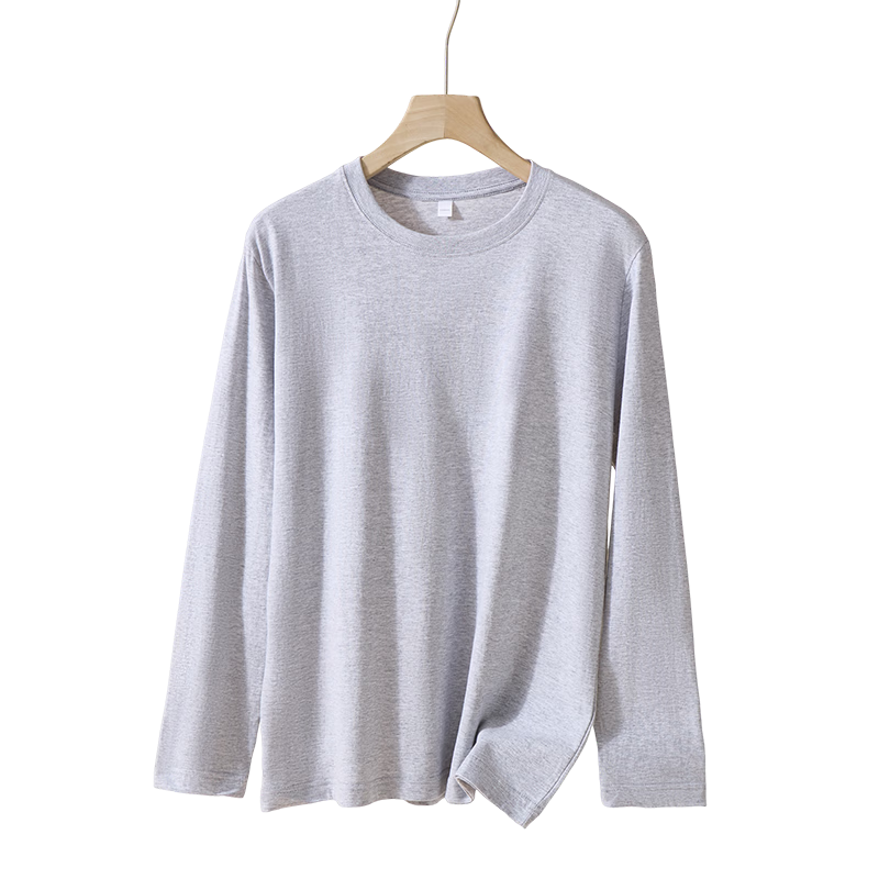 Yiershuang 100% Cotton Men's Round Neck Long Sleeve T-Shirt Soft Cotton Base Layer Sweatshirt Undershirt Women's Long T-Shirt