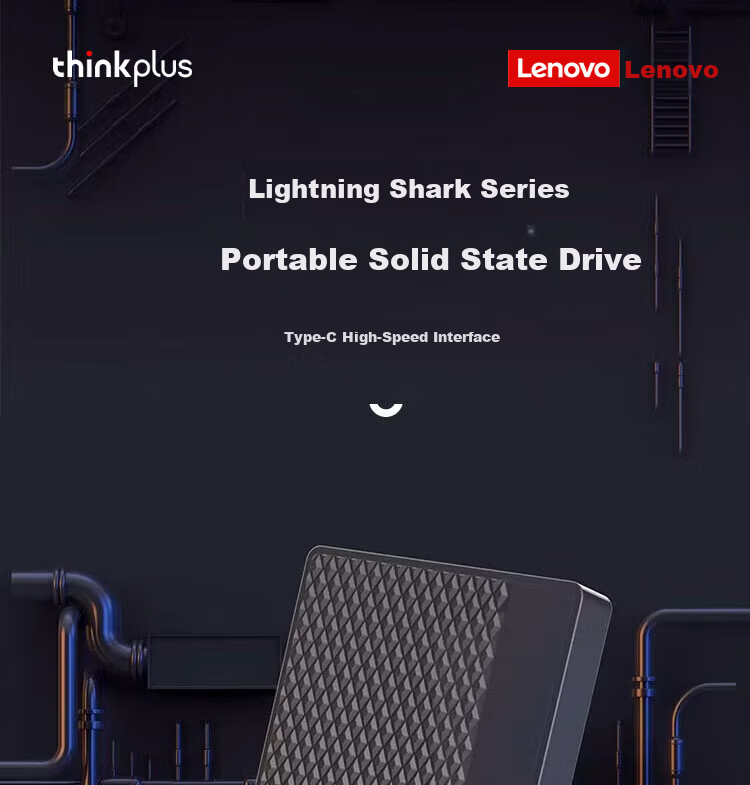 ThinkPlus Lenovo 512GB Portable SSD Type-C Mobile High-Speed External Hard Drive 550MB/s Compact Pebble PSSD 1