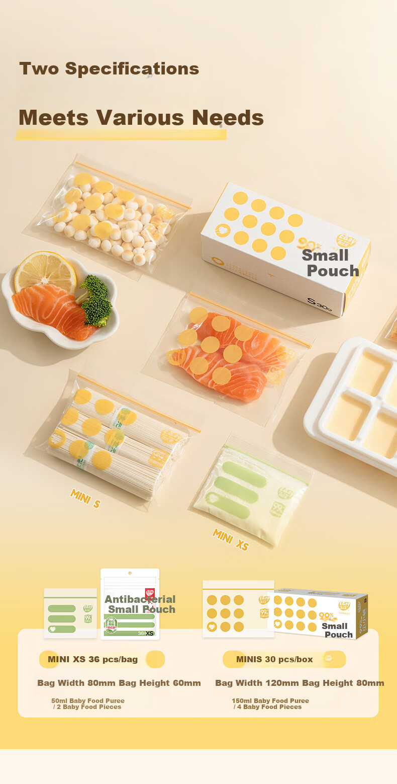 Eyoujia Baby Antibacterial Food Storage Bags Supplement Bags Fresh-Keeping Transparent Vitamin Pill Bags 7