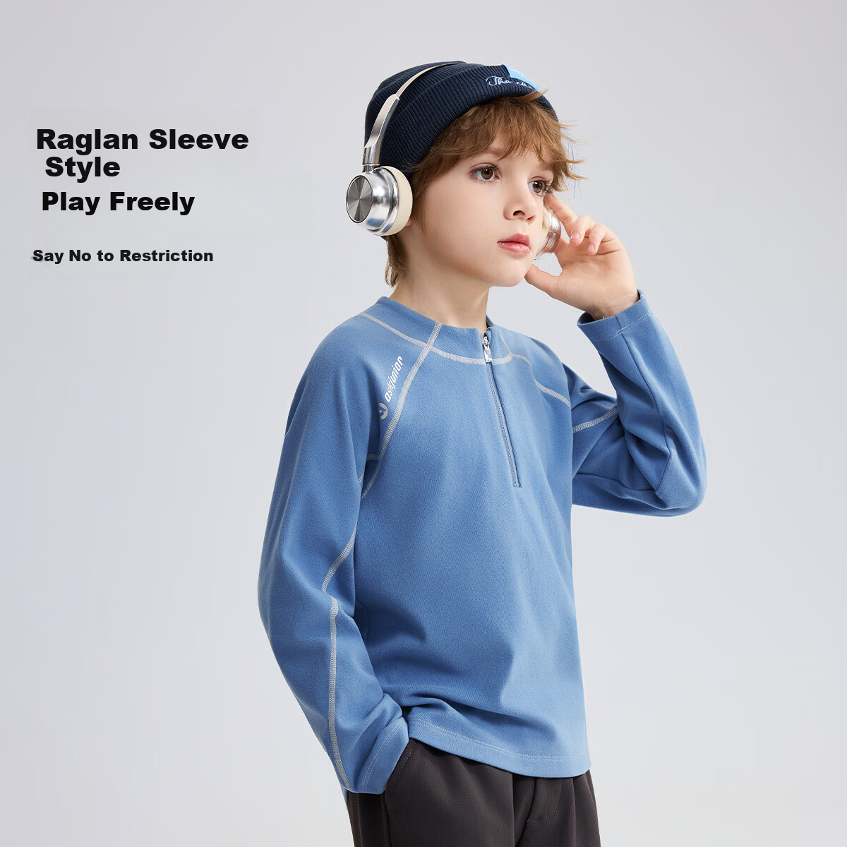 ASK JUNIOR Kids Sweatshirt 2026 Spring Mid-Large Children's Half-Zip Sports Jacket Boys 140 - Non-Shrink