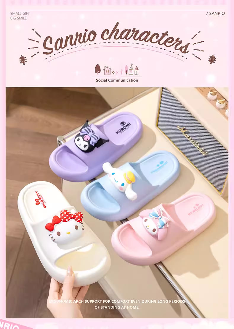 Hello Kitty Children's Summer Indoor Non-Slip Girls' Slippers Parent-Child Style ST2615 White Size 39/40 1