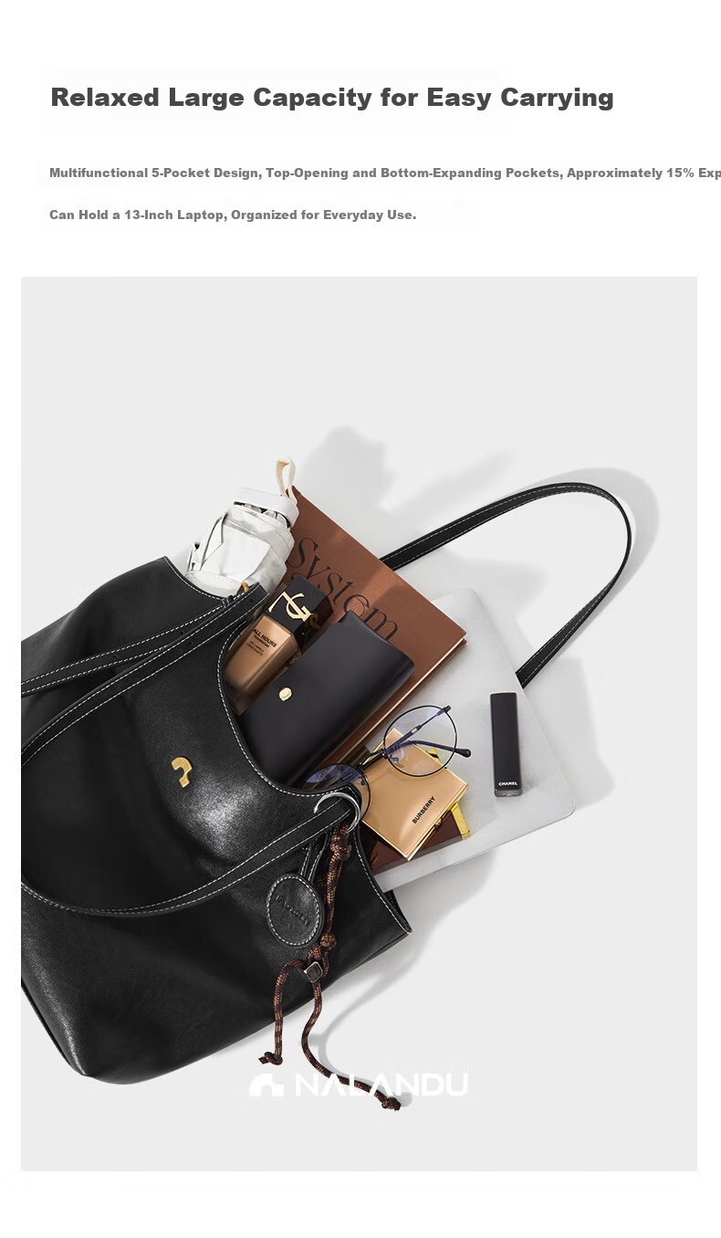 Nalandu [Sea and Land Same Style] 2026 New Dingdang Bag Cowhide Tote Shoulder Bag Birthday 38 Goddess Festival Gift 6
