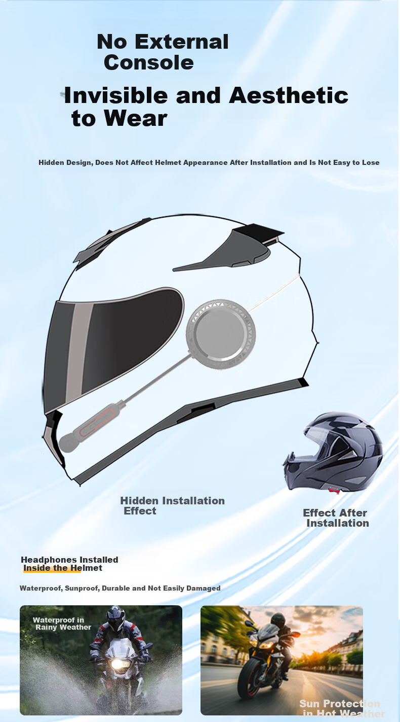 Oriental Hero DFX002 Hidden Motorcycle Helmet Bluetooth Earphone Electric Bike Riding Built-in Integrated 2