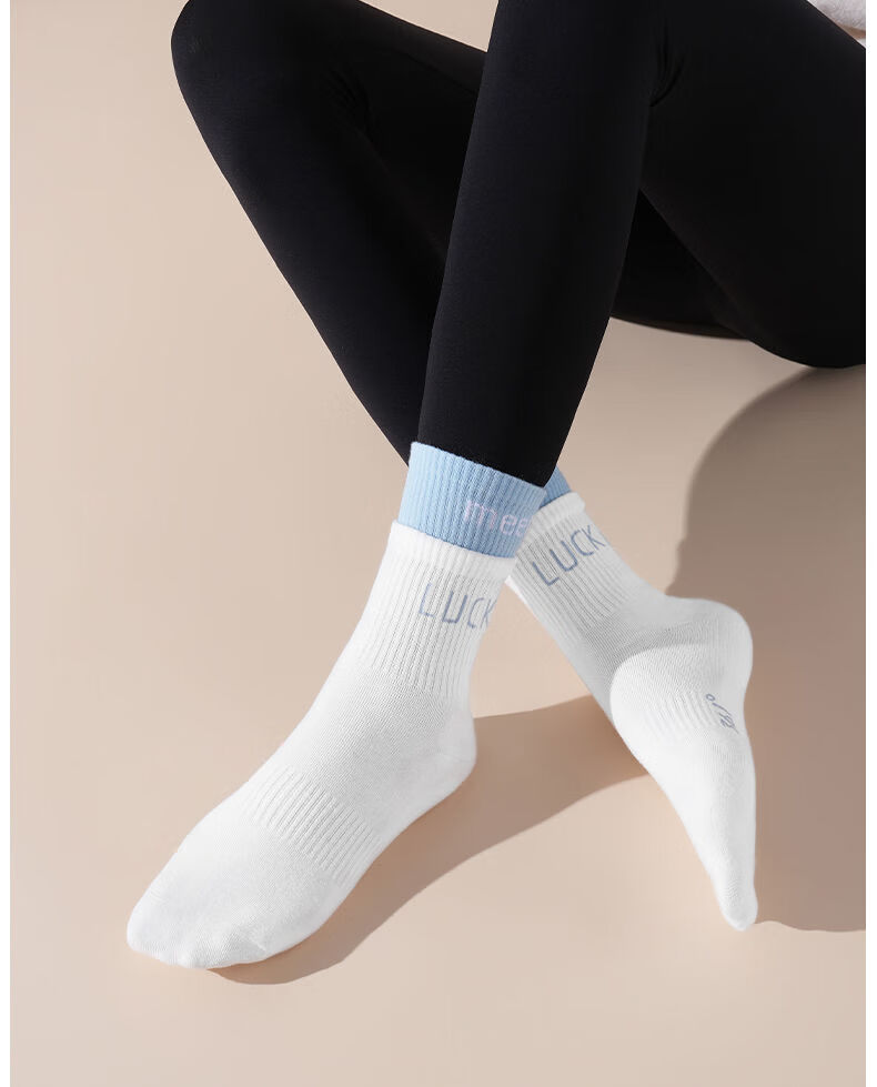 361° Spring Summer New Women's Antibacterial Breathable Sweat-Absorbing Mid-Calf Casual Running Sports Socks Pink 4-Pack 10