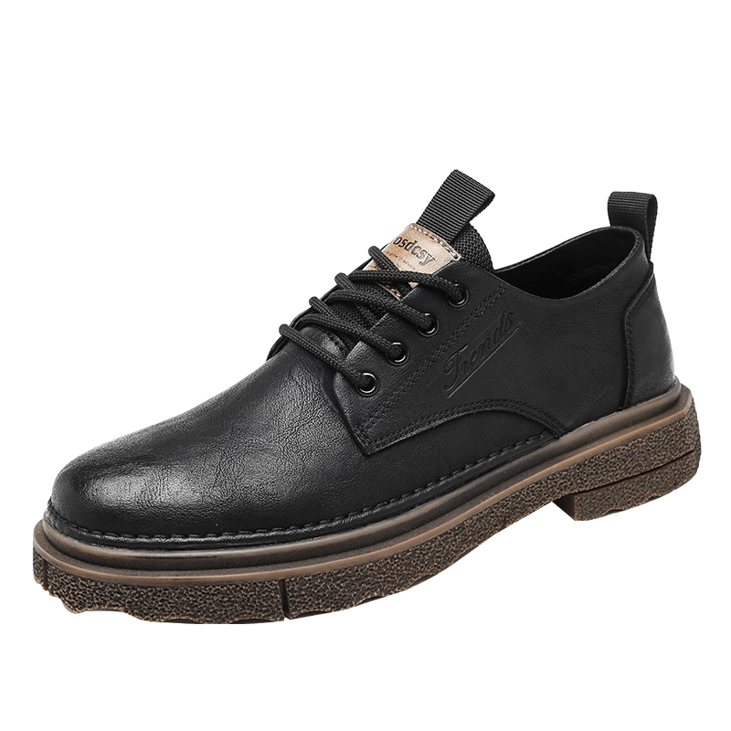 CALIFBULL Men's Shoes, Spring And Summer Men's Style, Height-Increasing Casual Leather Shoes, Derby Business Formal Thick-Soled Leather Shoes, Black And Brown, Size 39