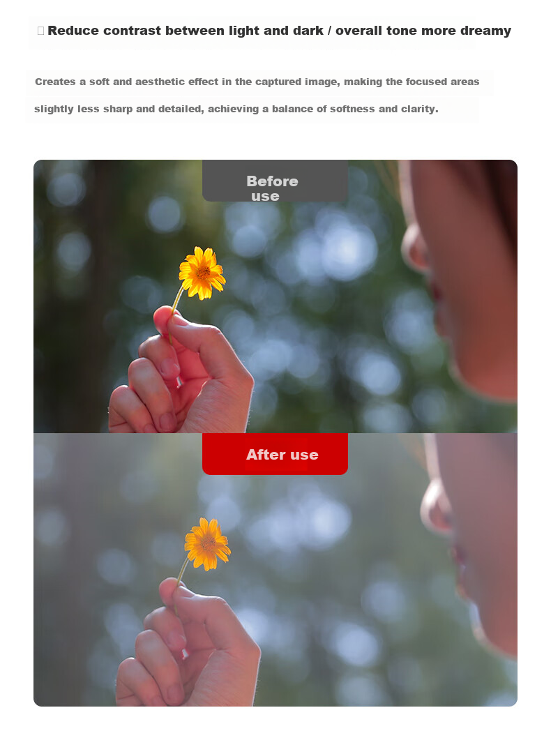 Kase White Soft Quarter Filter Soft Light Lens Soft Focus Lens Hazy Lens Portrait Beauty Lens Camera Dreamy Creative Photography Filter 67mm 13