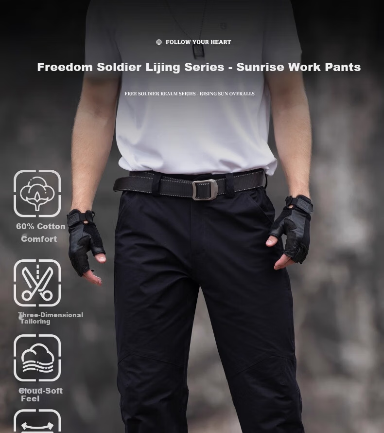 Free Soldier Asahi Tactical Work Pants Outdoor Stretch Breathable Men's Casual Scratch-Resistant Durable Work Pants Khaki 30W/30L 1