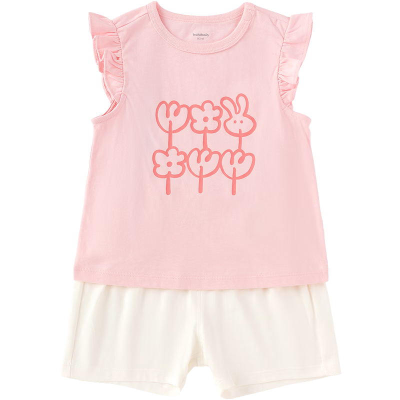 Balabala Baby Toddler Short Sleeve Set 2026 Summer Girls T-Shirt and Pants Two-Piece Children's Day Gift Sweet Girl