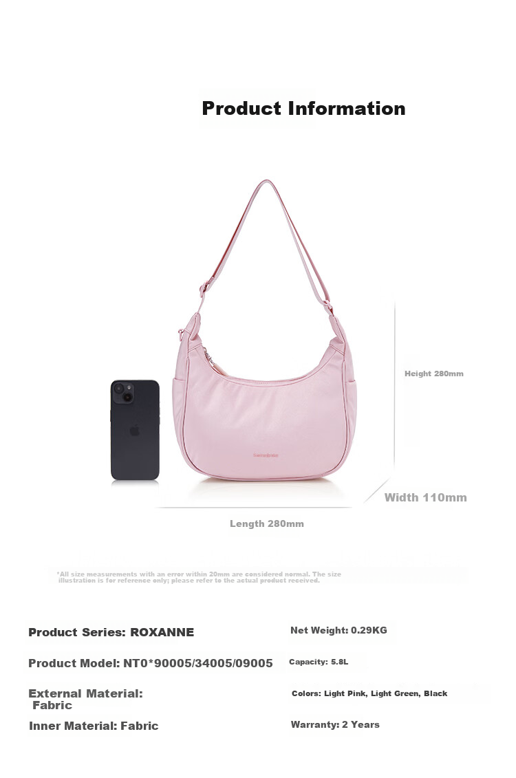 Samsonite Fashion Casual Women's Crossbody Handbag Lightweight Bag NT0 Light Pink 38 Women's Day Gift for Girlfriend 8
