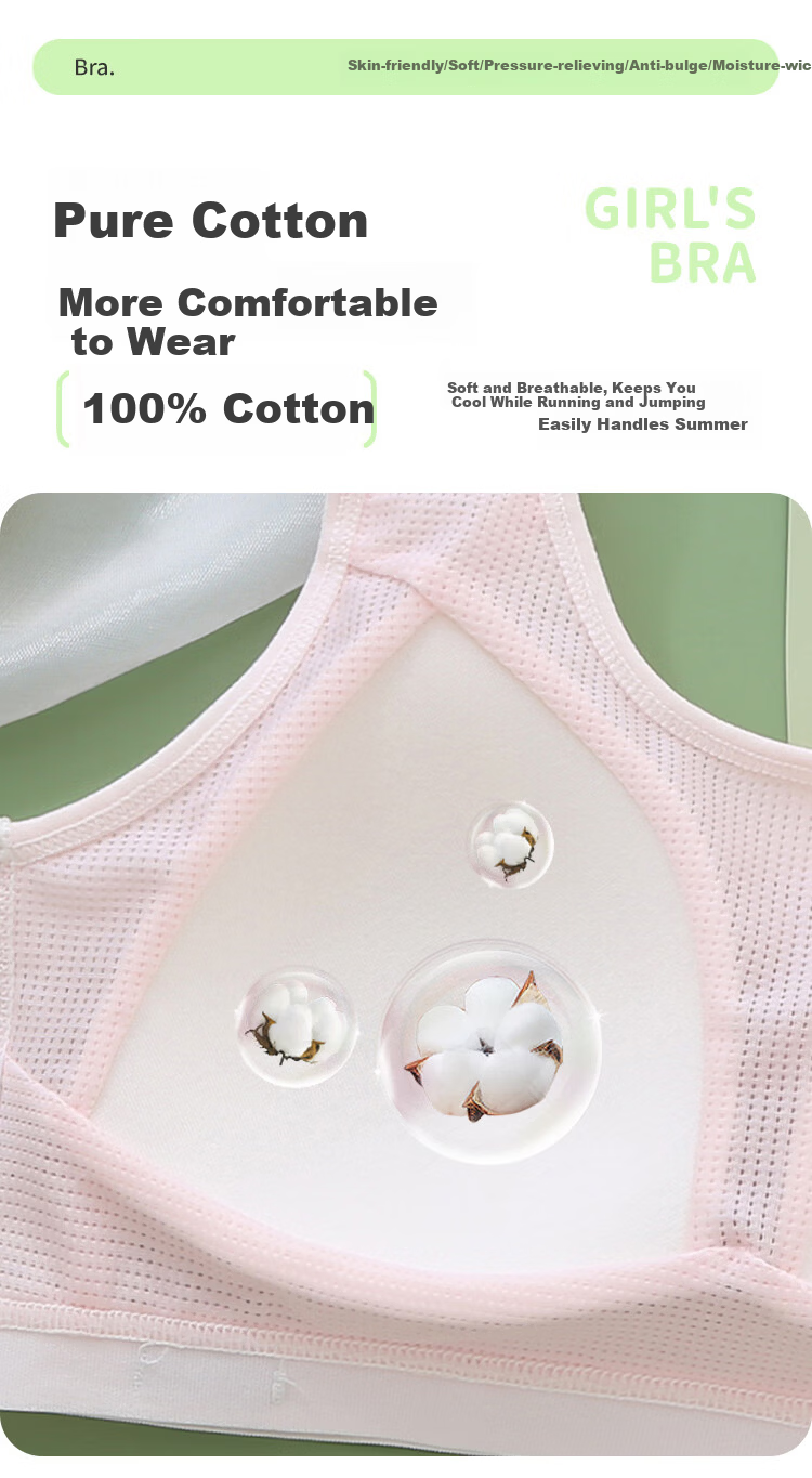 Yalu Girls' Developmental Underwear 10-Year-Old Thin Mesh Children's Bra Primary School Girls Stage 2 Vest 4