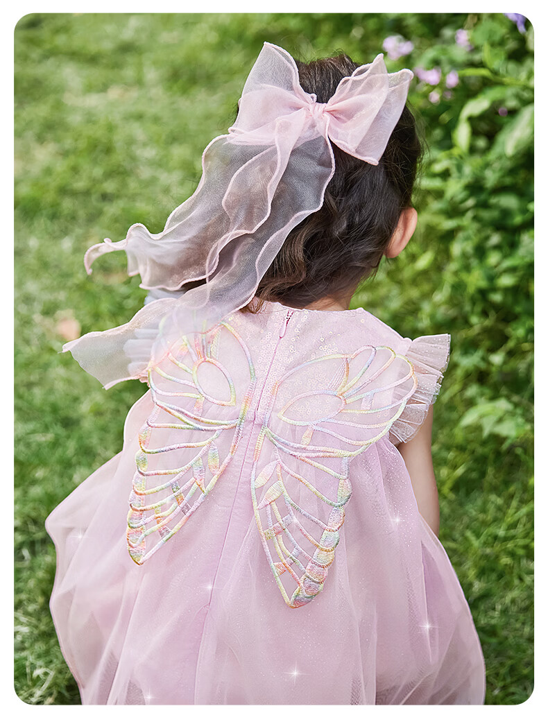 JELLYBABY Fairy Dress Princess Tulle Dress Summer Kids Outdoor Comfortable Breathable Performance Gown 9