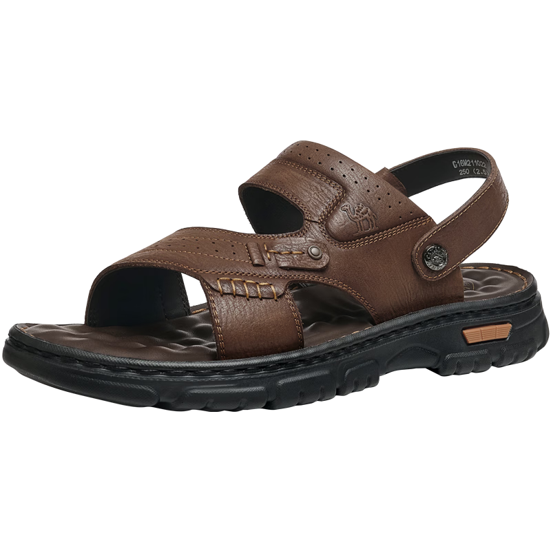 CAMEL Dual-Wear Breathable Cowhide Leather Casual Business Sandals for Dad Father's Day G16M211022 Brown Size 40