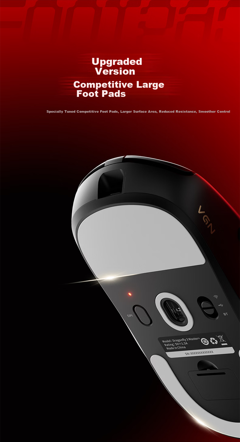 VGN Dragonfly 3 Lightweight Wireless Mouse Gaming Office Long Battery Life Versatile Medium-Large Hand Size Original PAW3311 Tri-Mode Connection Dragonfly 3 SE Rose Red 16