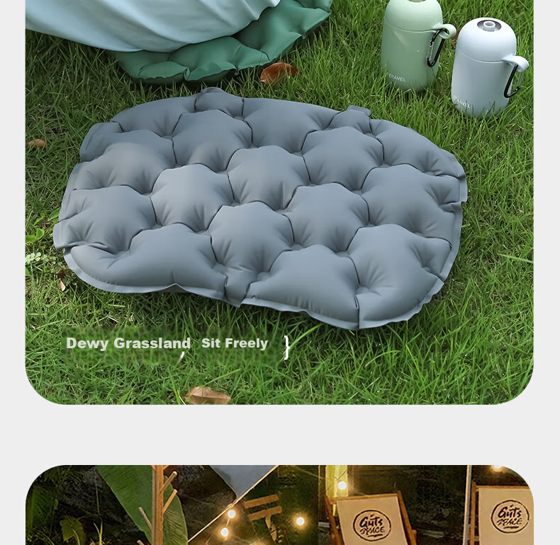 Etravel Outdoor Inflatable Seat Cushion Portable Foldable Air Pad Travel Camping Hiking Concert Moisture-Proof Gray 15