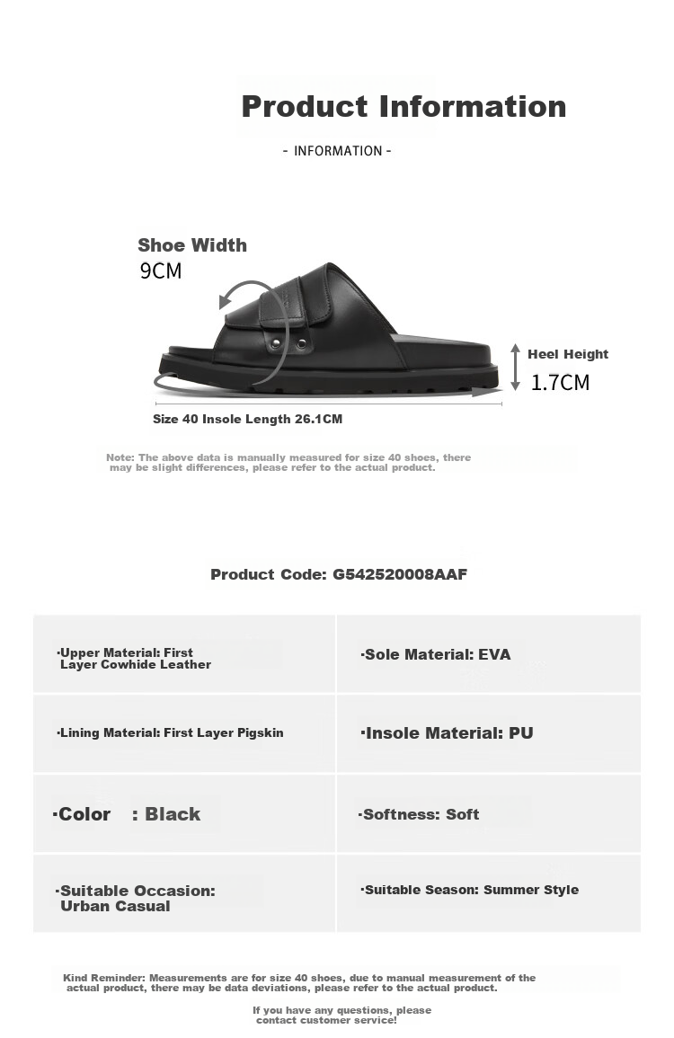 Goldlion Men's Summer Wearable Slippers Men's Velcro Sandals G542520008AAF Black Size 40 6