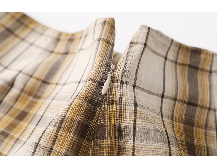 Demana Pure Cotton Artistic Plaid Spring Vintage Style Irregular Hem A-Line Skirt Petite Women's Skirt 13