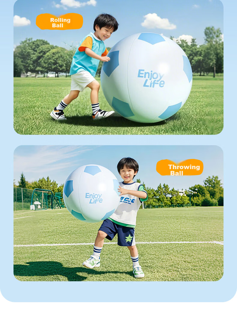 Adandyish 80cm Blue Inflatable Beach Soccer Ball Outdoor Toy Giant Lawn Ball Birthday Gift for Kids 8