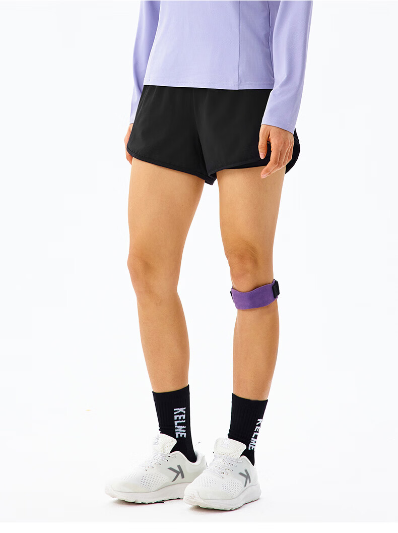 KELME Women's Quick-Dry Running Training Anti-Exposure Fake Two-Piece Sports Shorts Agate Black L 8