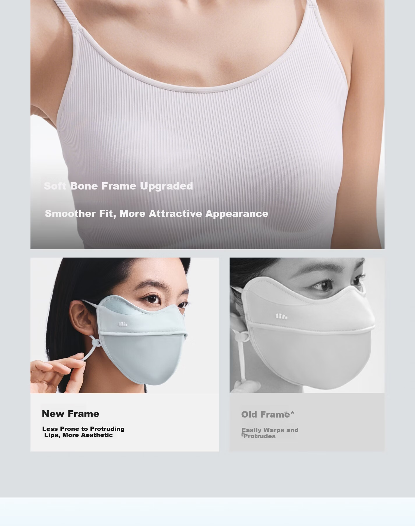 Beneunder 3D Sun Protection Mask for Women Full Face UV Protection Mask Face Bikini High-Value Beige White 13