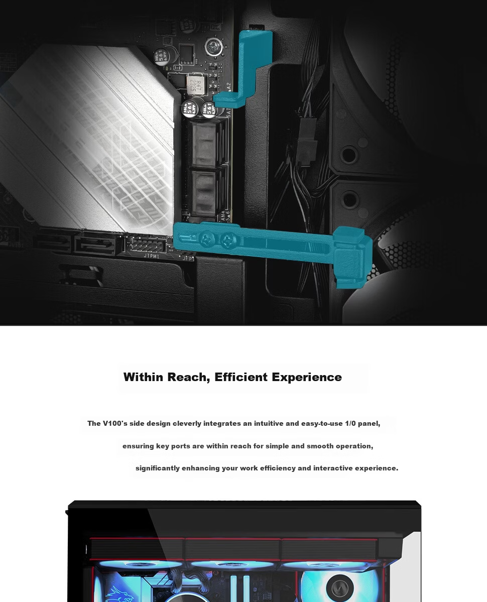 LIANLI Lianli Fengyi V100 MINI PC Case Pre-installed 4 Fans Seaview Case Black / Supports M-ATX Motherboard / 360mm Water Cooling / Pre-installed GPU Bracket 12