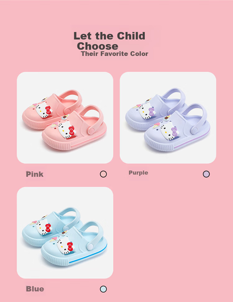 HELLOKITTY Girls' Clog Shoes Kuromi Sandals Children's Lightweight Comfortable Beach Garden Shoes 5857 Pink Size 31 3