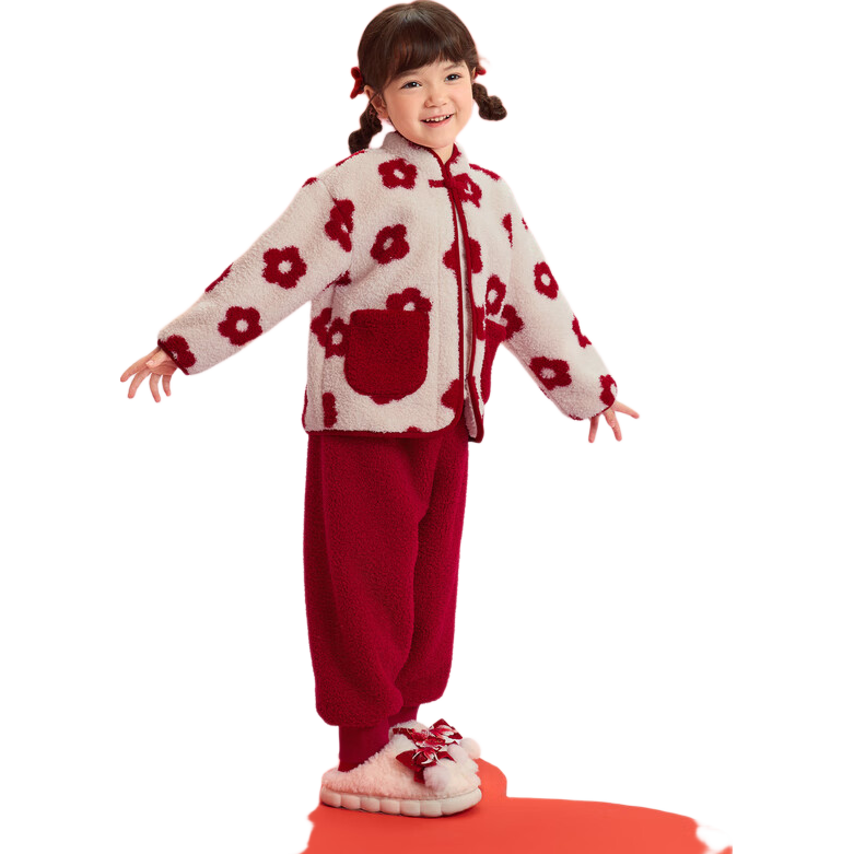 BALABALA Baby Home Wear Set, Boys And Girls Chinese Style Pajamas, New Year Red, Zodiac Comfortable, 209125171201