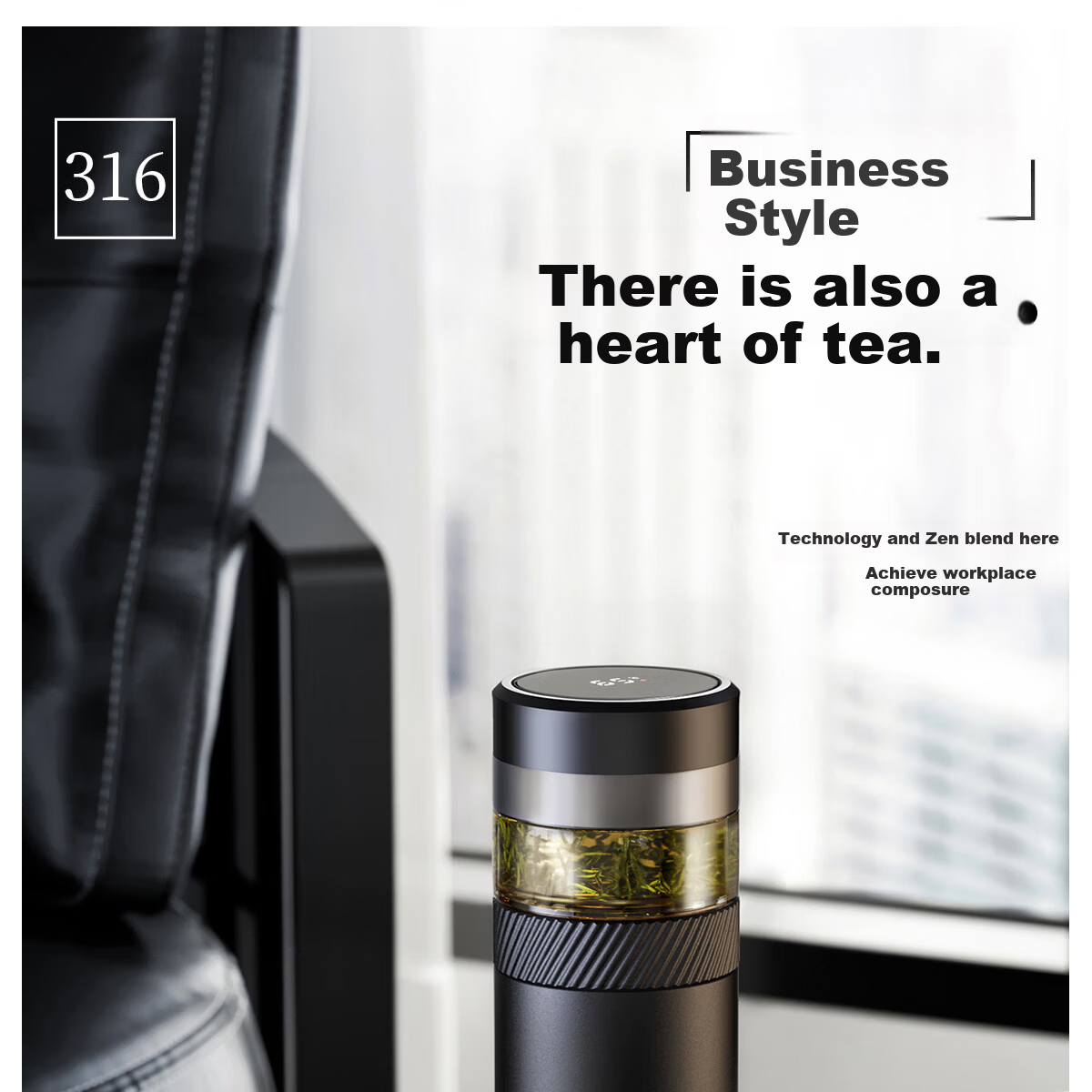 NRMEi Insulated Tea Separation Smart Water Bottle 316 Stainless Steel Men's Business Office Car Travel Gift Cup 1