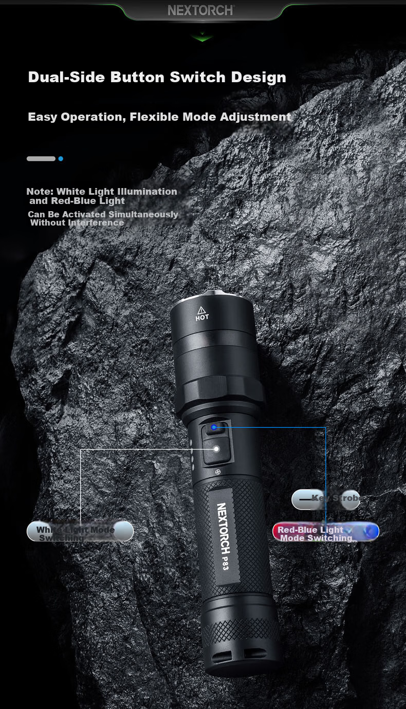 NEXTORCH P83 Red Blue Flash Tactical Flashlight Security Patrol Duty High Brightness 2100 Lumens Outdoor Torch 6