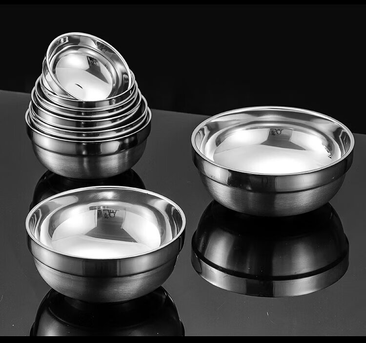 Jinglingxin 304 Stainless Steel Double-Layer Insulated Anti-Scald Bowl for School Canteen and Hotel Platinum Bowl 11.5CM (Jingcang) 14