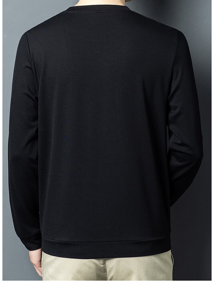 Edenbo Men's Long Sleeve Crew Neck Sweatshirt Four-Way Stretch Skin-Friendly Top Black 180/96A (2XL) 21