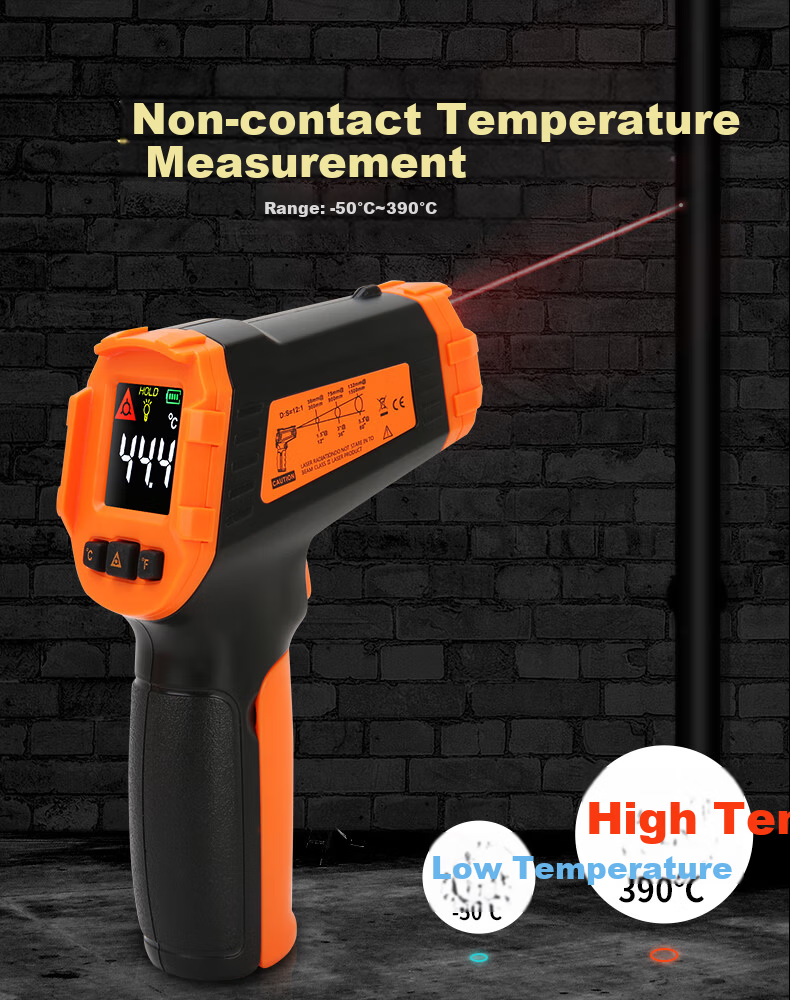 CEM ST490B Infrared Thermometer High-Definition Digital Industrial Temperature Gun Food Oil Temperature Meter 7