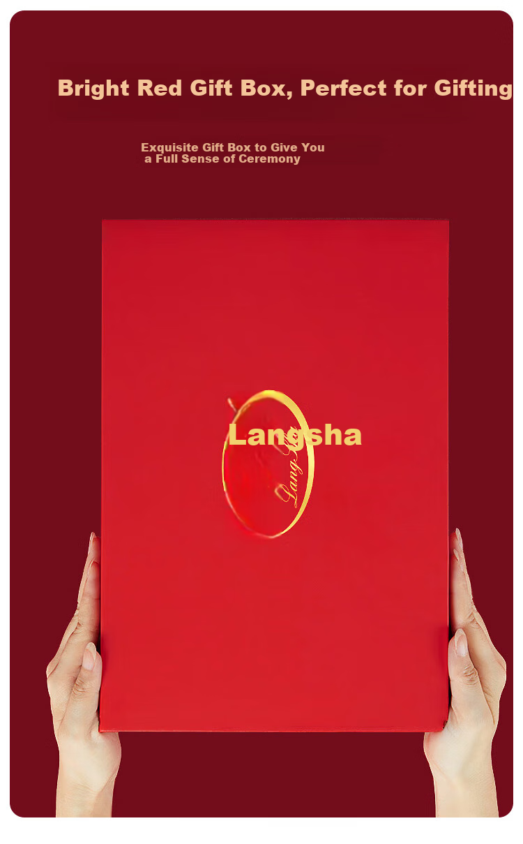 Langsha Women's Autumn Thermal Underwear Set Year of the Horse Red Pure Cotton Wedding Red Underwear Socks Warm Innerwear Gift Box 10