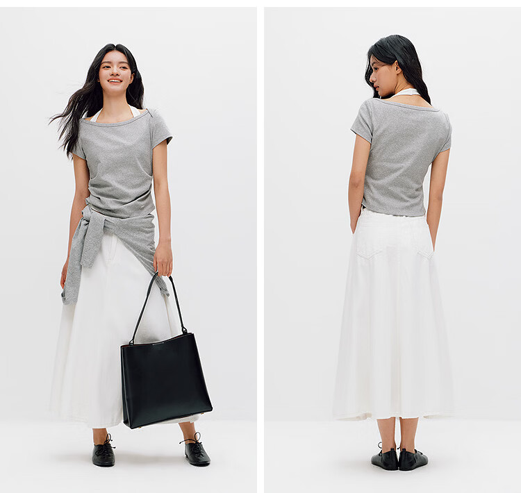 Semir Mall Same Style | Women's Summer Short Sleeve T-Shirt, Short Slim Fit, Off-Shoulder Ruffled 2026 Top 101326100002 20