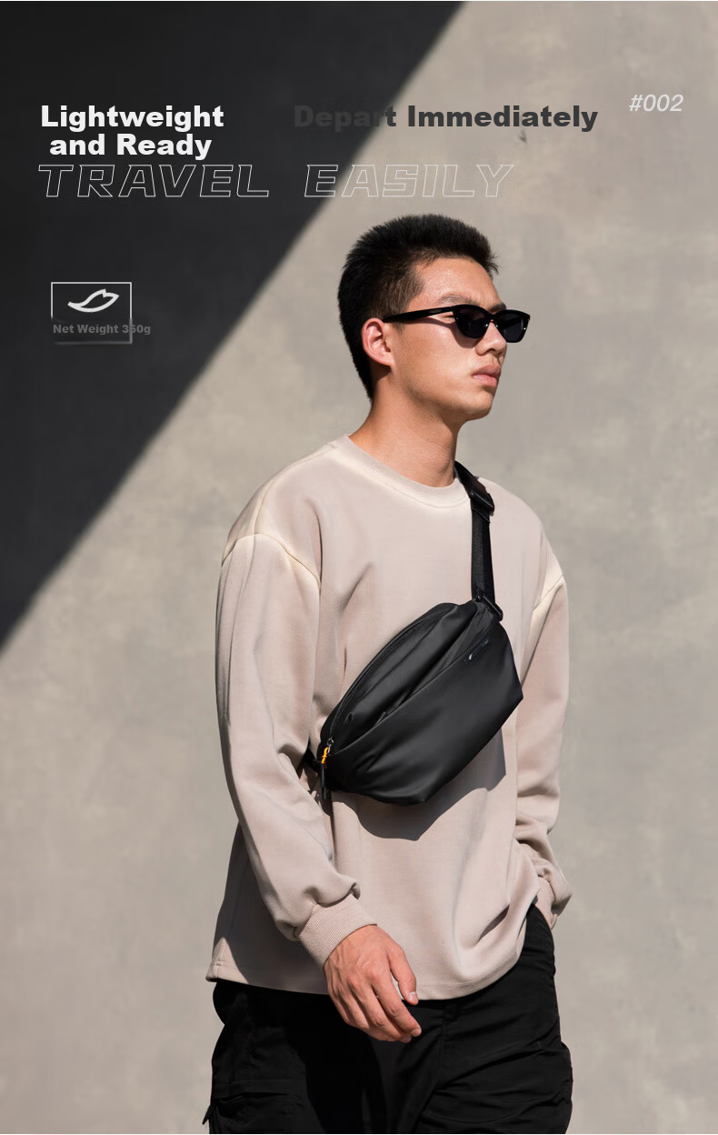 Inateck Large Capacity Crossbody Shoulder Chest Waist Bag Casual Sports Phone Storage Bag Upgraded Version Phantom Night Black 8