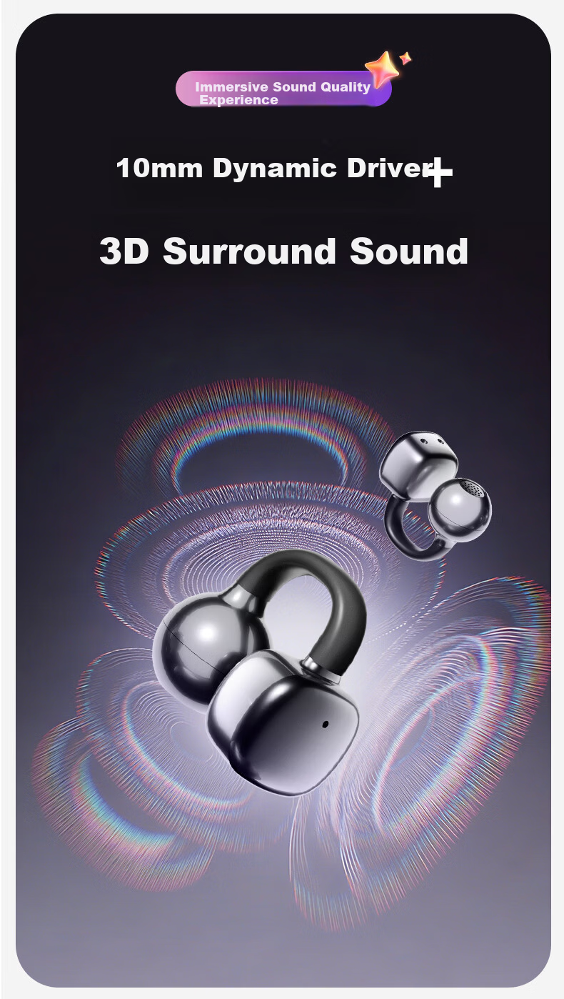 Aigo Bluetooth Ear Clip Open-Ear True Wireless Bluetooth 6.0 Children's Bone Conduction Concept Sports Running Earphones Purple 4