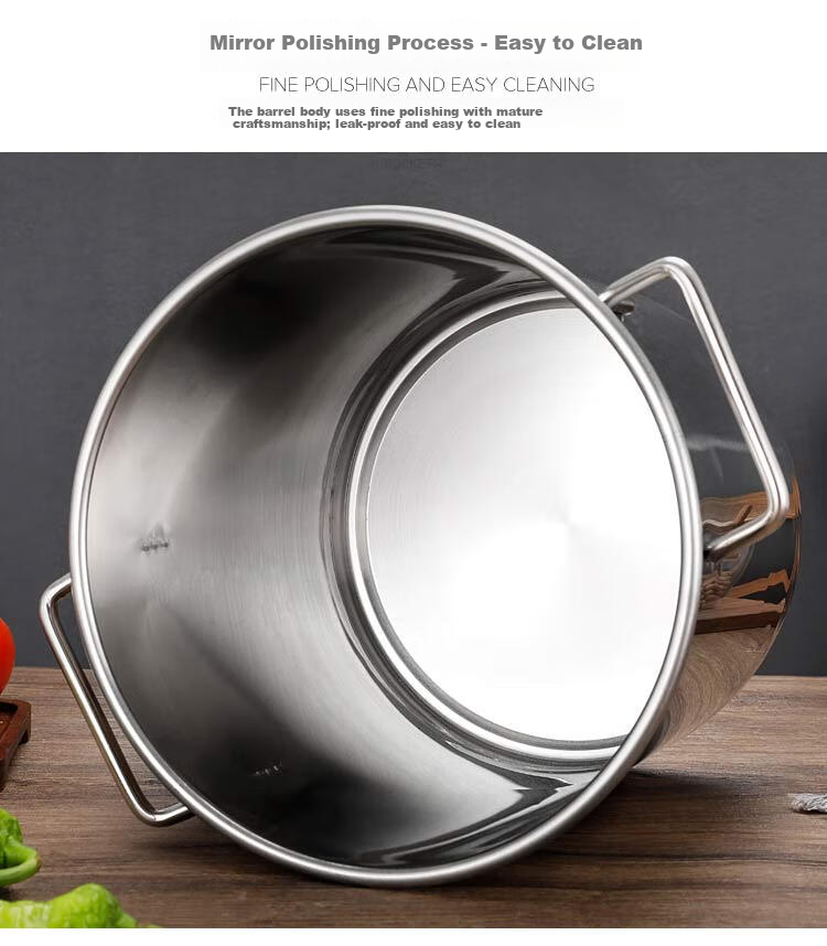 Universal 304 Stainless Steel Commercial Large Soup Pot 36x23cm with Lid Stewing Pot Round Bucket Rice Bucket Braised Meat and Marinade Bucket Canteen Oil Bucket 7