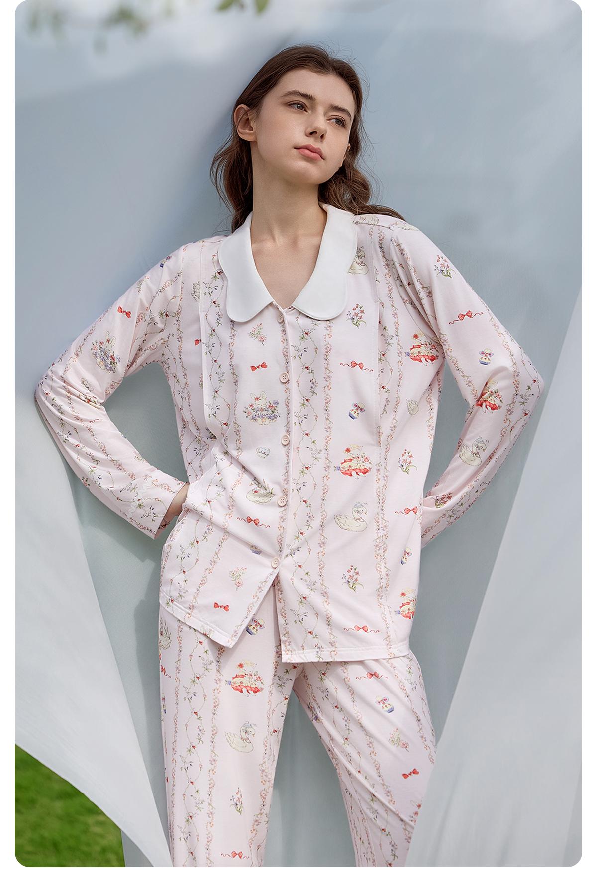 JOYNCLEON Plant Natural Cool Summer Thin Maternity Postpartum Nursing Pajamas L jyz204865 14