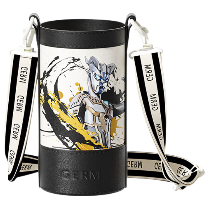 Germ Ultraman Kids Insulated Water Bottle with Straw, Large Capacity 500ml Student Cup with Sleeve for Boys