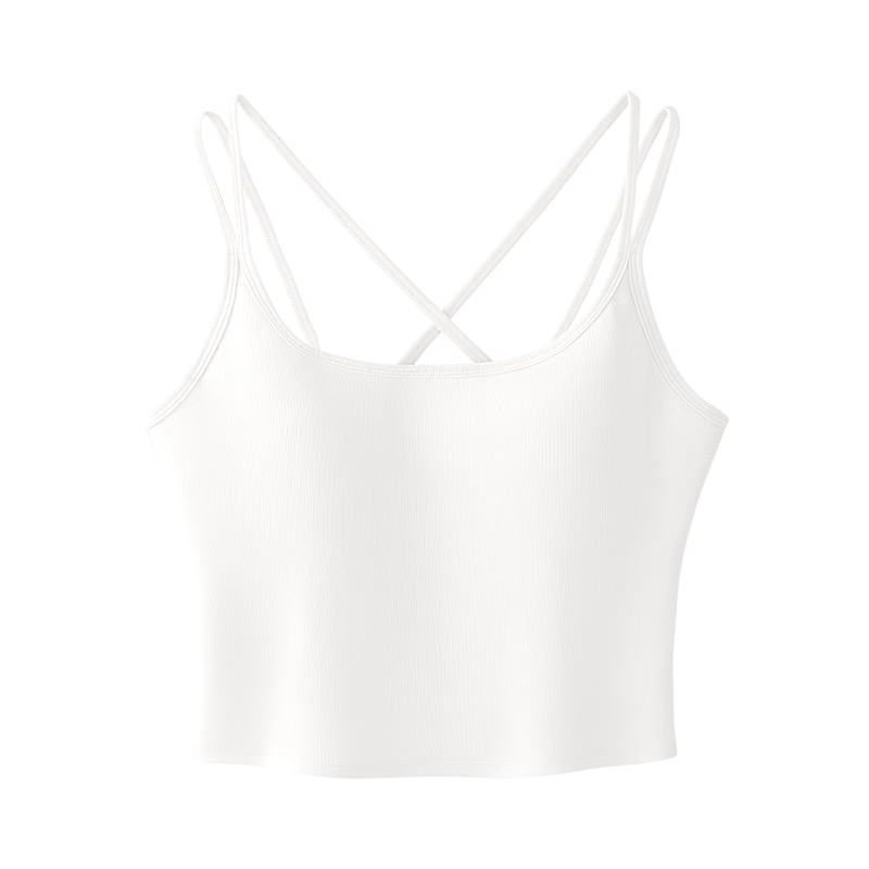 SecretWorld Zhao Jinmai Style Women's Camisole with Chest Pad, Bra-Free Integrated Back Design, White Outerwear and Innerwear