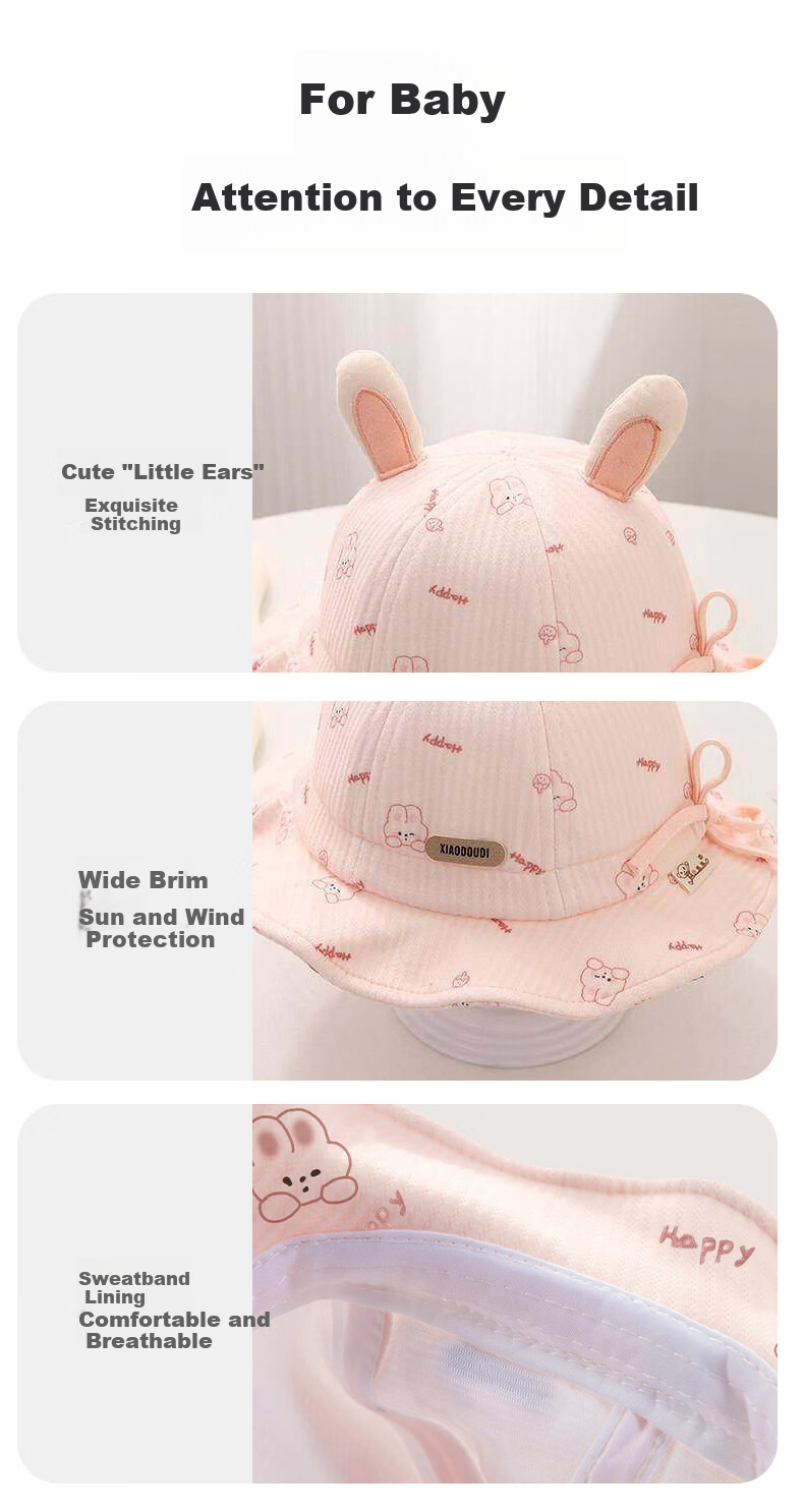 Aibao Baby Hat Spring and Autumn Infant Fisherman Hat Boys and Girls Bucket Hat Outdoor Sunshade Cap Hello Bear T151 6