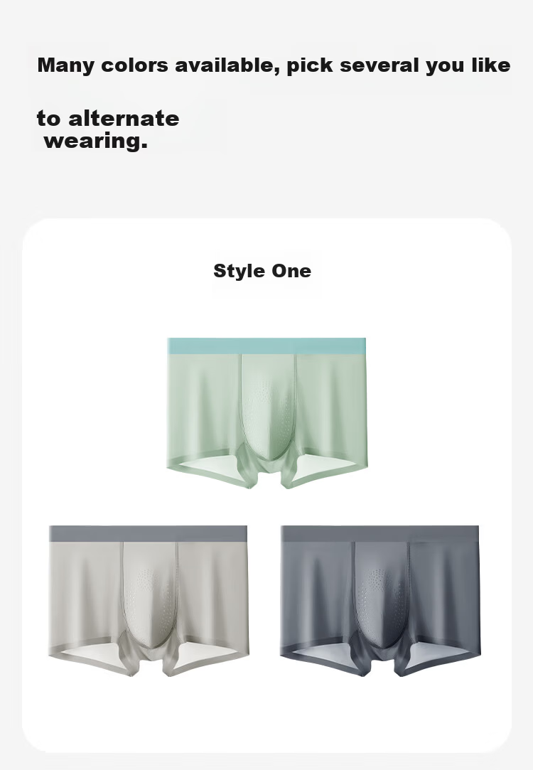 Nanjiren [Cooling Breathable] Ice Silk Men's Antibacterial Seamless Naked Feel Summer Scrotum Moisture-Proof Men's Boxer Briefs 4X 12
