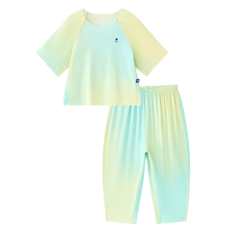 Babycare Children's Natural Cool Spring Summer Home Mid-Sleeve Customizable Baby Loungewear Set Mint Seed 80