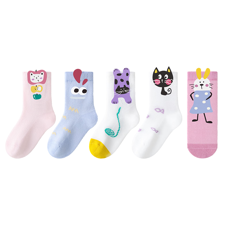 Bambi Kids Socks Spring Summer Thin Breathable Mesh Mid-Calf Socks for Girls Big Kids BB26018 Size 16-18
