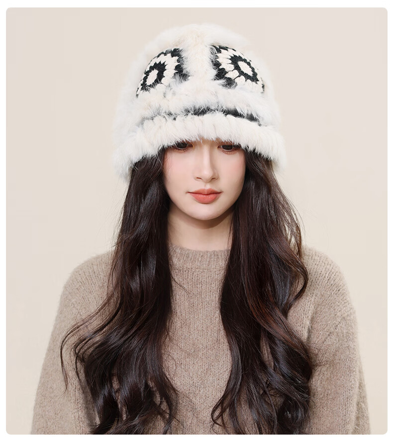 TUCANO Fashion Versatile Wool Hat for Women with Wool and Rabbit Fur, National Trend Awakening Lion Fisherman Hat, Elegant Bucket Hat, Face-Covering Basin Hat 10