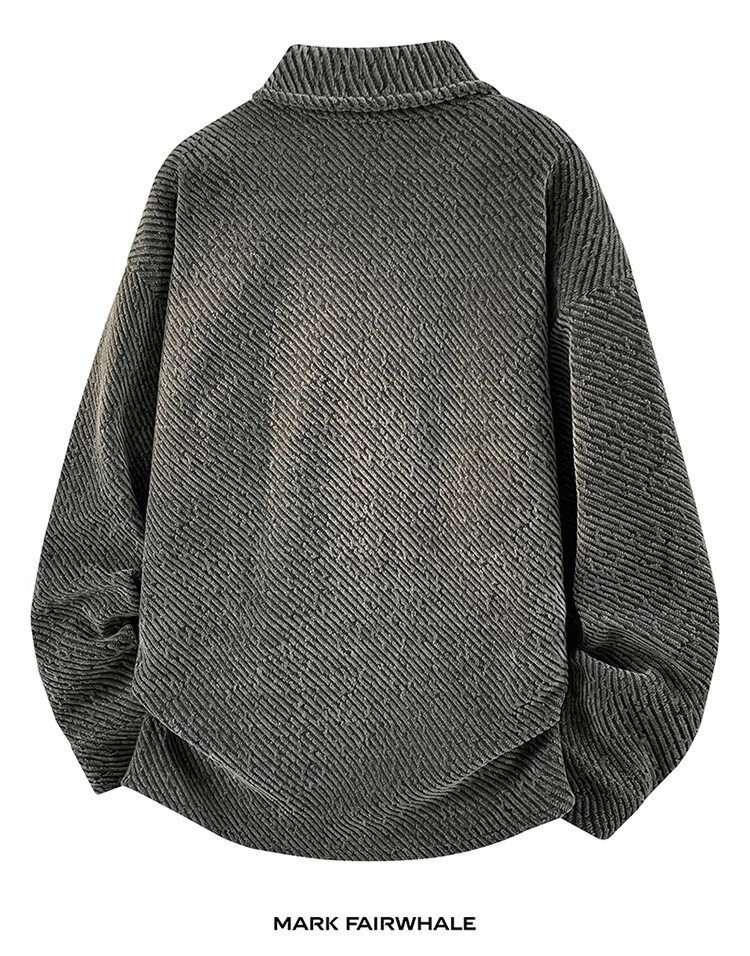 MARK FAIRWHALE Men's Spring Autumn Textured Casual Cardigan Jacket Loose Fit Top Dark Gray 4XL 12